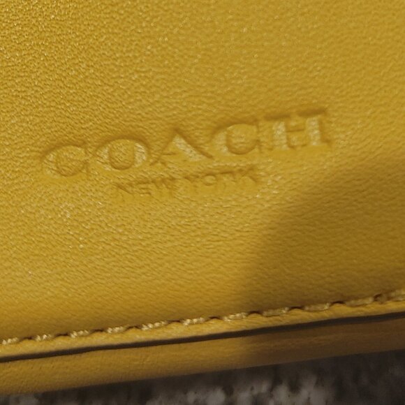 Coach Coin Purse - Emoji Eyes - Yellow Leather - Picture 6 of 15